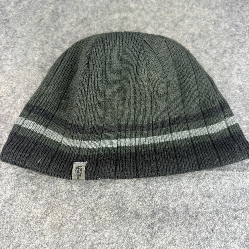 The North Face Fall 2011 Black Winter Beanie Cap With Gray Edge Stripes